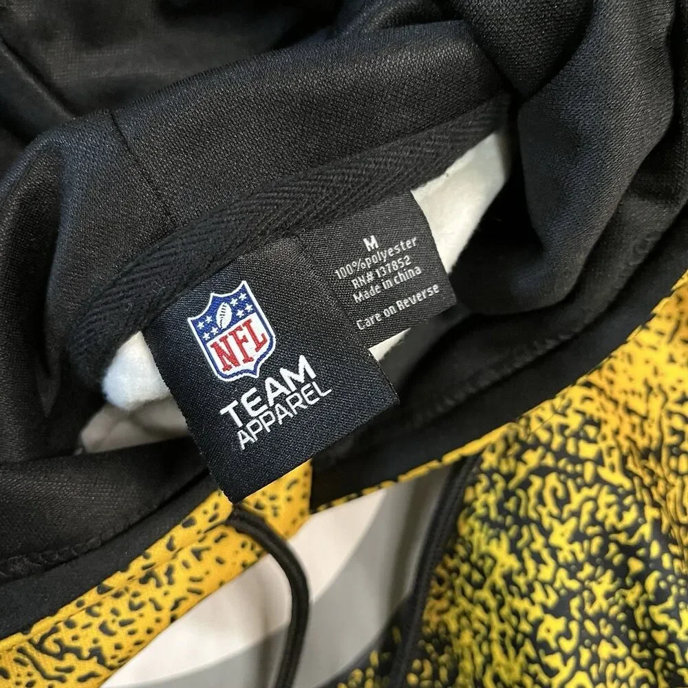 NFL Team Apparel Pittsburgh Steelers Football Yellow Black Hoodie Mens Size M